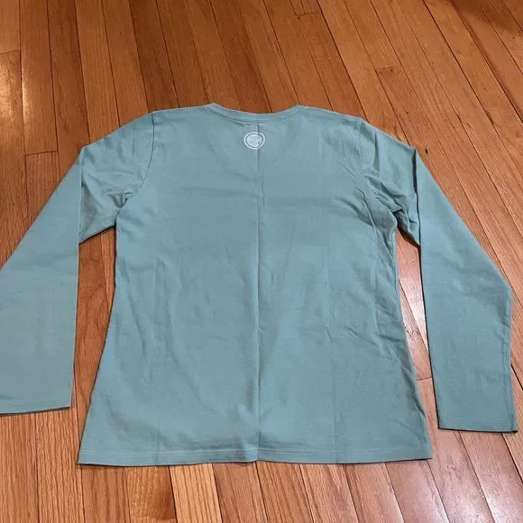Life Is Good Crusher Tee Womens Long Sleeve Tee Size Small S Green V-Neck Shirt - Picture 10 of 10